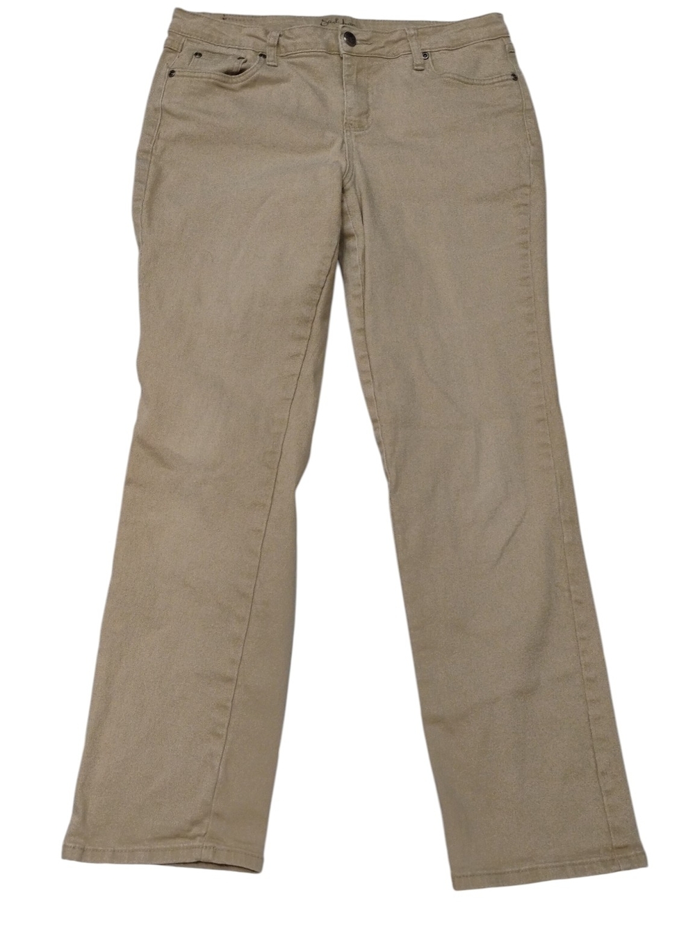 Earl Jeans Beige Straight Leg Jeans W Embroidery On Rear Pockets SZ 12